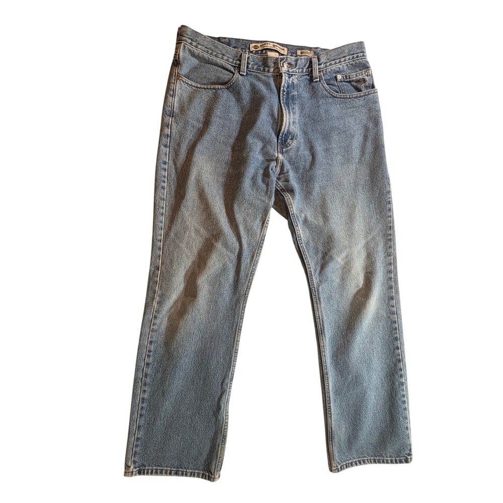 Harley-Davidson Boot Cut Jeans Mens 38x32 Medium Wash Blue Denim Biker Riding